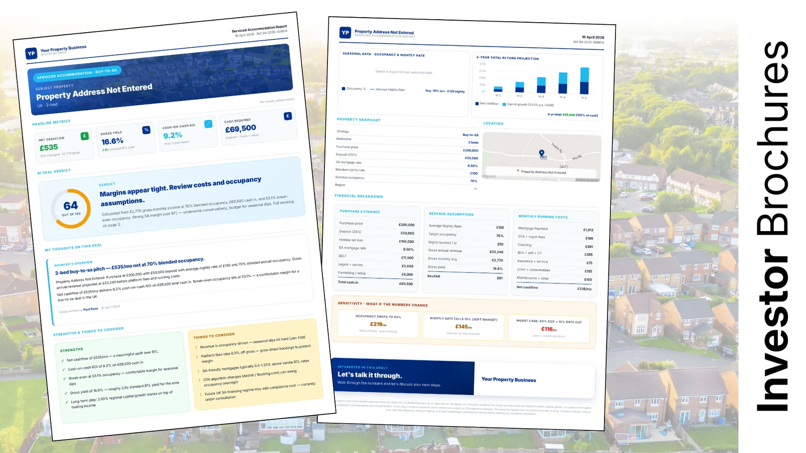 Professional branded property deal brochure generated automatically by Property Accelerator Pro